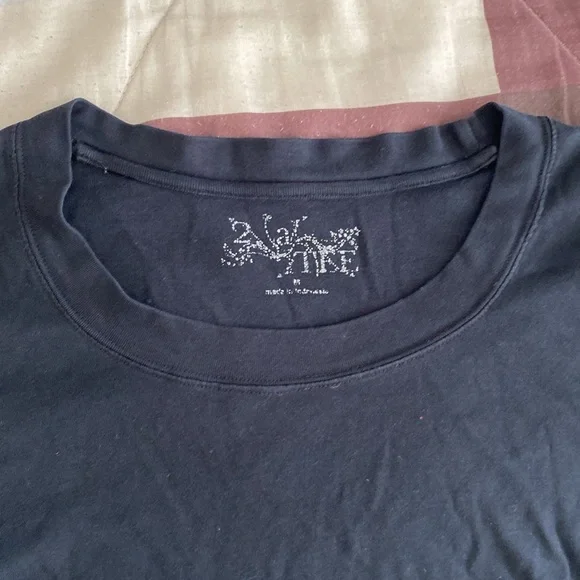 Scoop neck Black loose Long-Sleeve T-Shirt - Picture 5 of 17